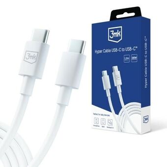 3MK Hyper Cable USB-C - USB-C 100W 1.2m Hvid Kabel