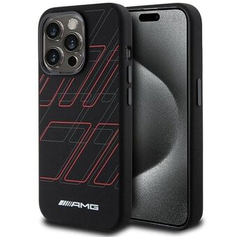 AMG AMHMP15L23SSPK iPhone 15 Pro 6.1" sort hårdtui Silikone stor romber mønster MagSafe.