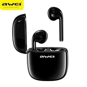 AWEI Bluetooth 5.0 T28 TWS høretelefoner + dockingstation Sort/Sort