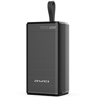 AWEI PowerBank P171K 60000mAh 65W sort USB/2xPD display