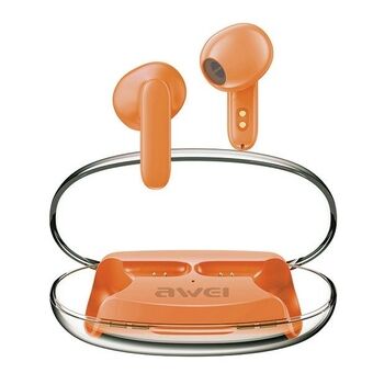 AWEI Bluetooth 5.3 T85 ENC TWS-hovedtelefoner + dockingstation i orange