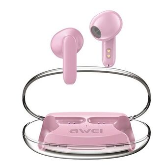 AWEI Bluetooth 5.3 T85 ENC TWS øretelefoner + pink dockingstation.