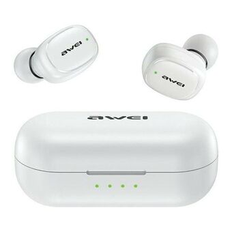 AWEI Bluetooth 5.1 T13 Pro TWS øretelefoner + hvid/hvid dokstation.
