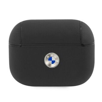 BMW BMAPSSLBK AirPods Pro cover sort / sort ægte læder sølv logo