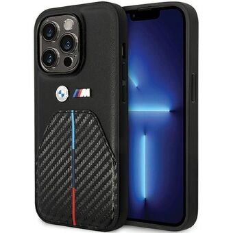 BMW BMHCP14L22NSTB iPhone 14 Pro 6.1" sort Stamped Tricolor Stripe