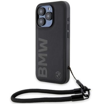 BMW BMHCP15X23RMRLK iPhone 15 Pro Max 6.7" sort hardcase signatur læder Wordmark-kabel.