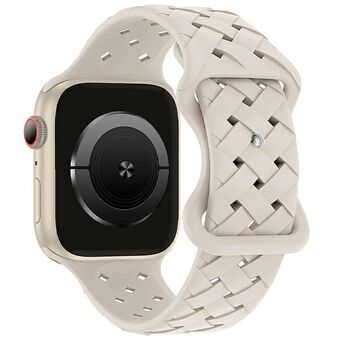 Beline armbånd til Apple Watch i vævet silikone, 38/40/41mm, i farven beige/stjernelyskasse.
