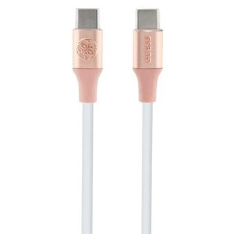 Gæt GUCCLALRGDP USB-C til USB-C kabel - 1,5m hurtig opladning, lyserød/lyserød med præget logo.
