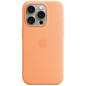Etuiet Apple MT1H3ZM/A til iPhone 15 Pro 6.1" med MagSafe, i farven pomarańczowy/orange sorbet, er en silikone beskyttelsesetui.