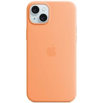 Etuiet Apple MT0W3ZM/A til iPhone 15 6.1" MagSafe i farven pomarańczowy/orange sorbet, er en silikoneetui.