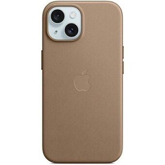 Etui til Apple MT3C3ZM/A iPhone 15 / 14 / 13 6.1" MagSafe i farven lysebrun/taupe, lavet af fint vævet stof.