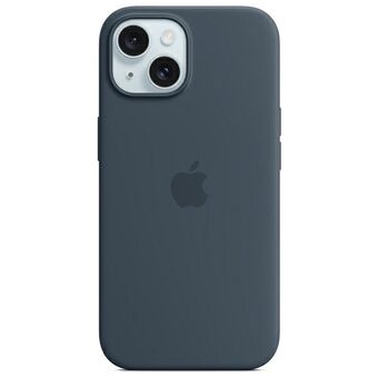Etuiet Apple MT123ZM/A til iPhone 15 Plus / 14 Plus 6.7" med MagSafe, i farven blå/stormblå, er en silikone taske.