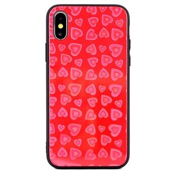 Hearts Glascover til iPhone X / iPhone XS Design 1 (Rød)