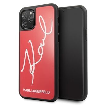 Karl Lagerfeld iPhone 11 Pro Max Rødt Hårdt Etui Signature Glitter