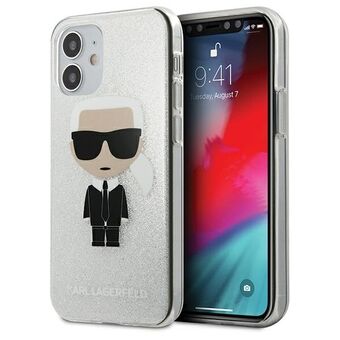 Karl Lagerfeld iPhone 12 Mini Sølv Hårdt Etui Glitter Ikonik Karl