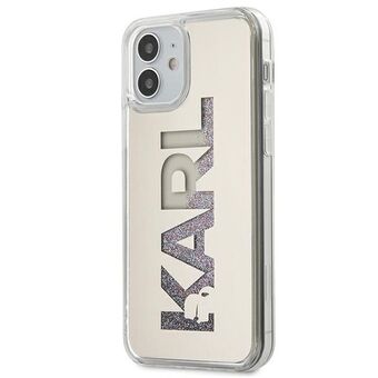 Karl Lagerfeld iPhone 12 Mini Sølv Hardcase Spejl Flydende Glitter Karl