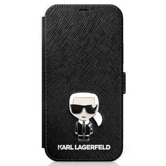 Karl Lagerfeld  iPhone 12 Mini Sort Bog Saffiano Ikonik Metal