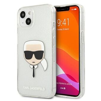 Karl Lagerfeld iPhone 13 Mini Sølv Hårdt Etui Glitter Karl`s Head
