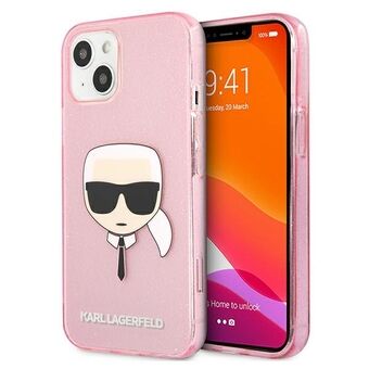 Karl Lagerfeld iPhone 13 Mini Pink Hardcase Glitter Karl`s Head