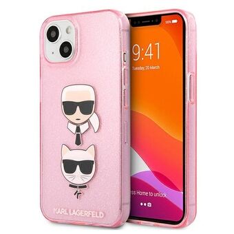 Karl Lagerfeld iPhone 13 Mini Pink Hardcase Glitter Karl`s & Choupette