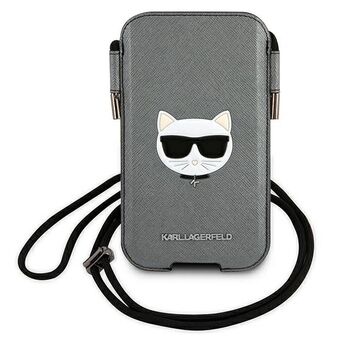 Karl Lagerfeld håndtaske KLHCP12LOPHCHG 6,7" grå/grå hardcase Saffiano Ikonik Choupette Head
