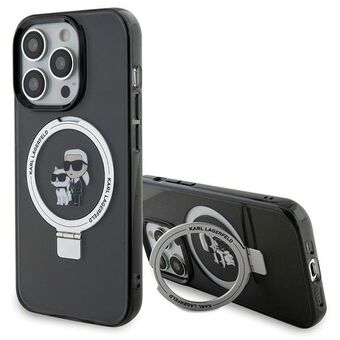 Karl Lagerfeld KLHMP15LHMRSKCK iPhone 15 Pro 6.1" sort hårdtui med ringholder Karl&Choupettte MagSafe.