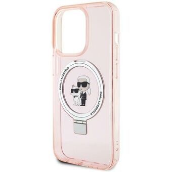 Karl Lagerfeld KLHMP15LHMRSKCP iPhone 15 Pro 6.1" pink hårdtui Ring Støtte Karl&Choupettte MagSafe