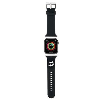 Karl Lagerfeld Pasek KLAWMSLCNK Apple Watch 38/40/41mm, sort rem i 3D gummi med Choupette hoveder.