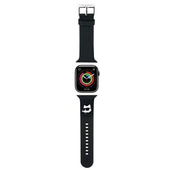 Karl Lagerfeld Pasek KLAWLSLCNK til Apple Watch 42/44/45/49mm i sort gummi med 3D-gummihoved af Choupette.