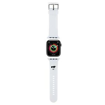 Karl Lagerfeld Pasek KLAWLSLCNH Apple Watch 42/44/45/49 mm, hvid/white rem, 3D Gummi Choupette Hoved.