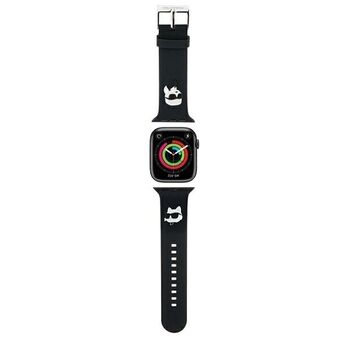 Karl Lagerfeld Pasek KLAWLSLKCNK Apple Watch 42/44/45/49mm sort rem 3D gummi Karl&Choupette hoveder