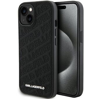 Karl Lagerfeld KLHCP15SPQKPMK iPhone 15 6.1" sort quiltet hardcase med K-mønster.