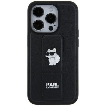Karl Lagerfeld KLHCN61GSACHPK iPhone 11 / Xr 6.1" sort hardcase Gripstand Saffiano Choupette Pins.