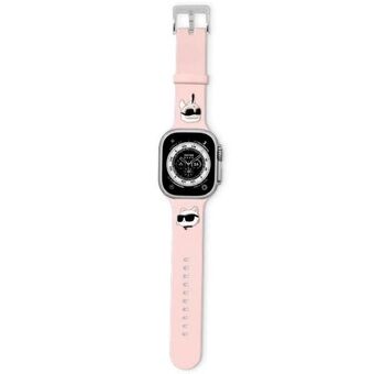 Karl Lagerfeld Pasek KLAWLSLKCNP Apple Watch 42/44/45/49mm lyserød/pink rem 3D gummi Karl&Choupette-hoveder