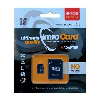 Hukommelseskort microSDXC 64GB Imro+ med adp 10C UHS-3