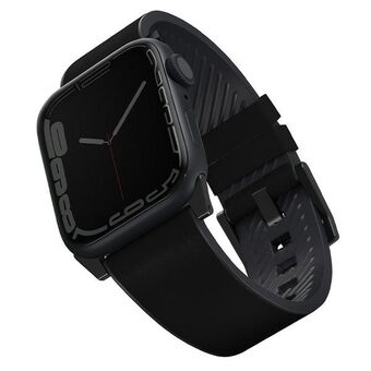 UNIQ Straden Apple Watch Series 4/5/6/7 / SE 42/44 / 45 mm rem. Læder Hybrid Strap sort / sort