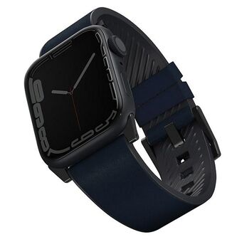 UNIQ Straden Apple Watch Series 4/5/6/7 / SE 42/44 / 45 mm rem. Læder Hybrid Strap blå / blå