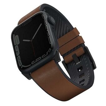 UNIQ rem Straden Apple Watch Serie 1/2/3/4/5/6/7/8/9/SE/SE2/Ultra/Ultra 2 42/44/45/49mm. Læder Hybridrem bronzefarvet/brun.