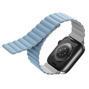 UNIQ rem Revix Apple Watch Series 4/5/6/7/8 / SE / SE2 / Ultra 42/44 / 45mm. Vendbar Magnetisk hvid-blå / hvid-blå