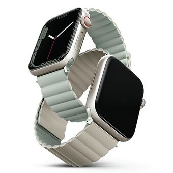UNIQ rem Revix Apple Watch Series 4/5/6/7/8 / SE / SE2 / Ultra 42/44 / 45mm. Vendbar magnetisk szałwia-beige / salvie-beige
