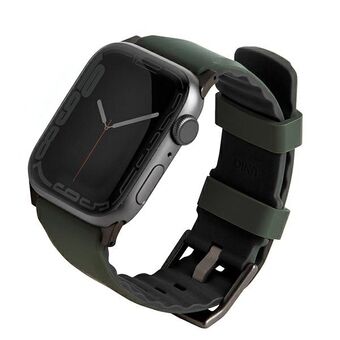 UNIQ rem Linus Apple Watch Series 4/5/6/7/8 / SE / SE2 / Ultra 42/44 / 45mm. Airosoft Silikonegrøn / mosgrøn