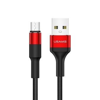 USAMS U5 flettet kabel 2A micro USB rød / rød 1,2m SJ224USB02 (US-SJ224)