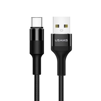 USAMS Flettet kabel U5 2A USB-C sort 1,2m SJ221TC01 (US-SJ221)