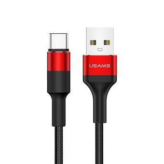 USAMS U5 2A USB-C flettet kabel rød/rød 1,2m SJ221TC02 (US-SJ221)