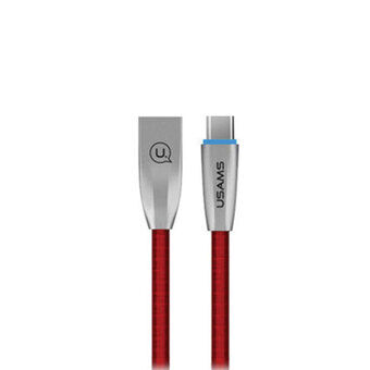 USAMS U-Light USB-C flettet kabel rød/rød 1,2m TCZSUSB04 (US-SJ184)