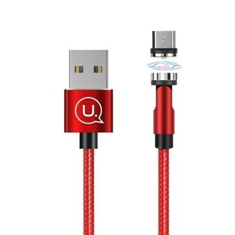 USAMS Magnetisk kabel U59 microUSB 2.1A Fast Charge 1m flettet rød/rød SJ474USB02 (US-SJ474) justerbar vinkel