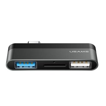 USAMS Adapter USB-C Mini HUB 2xUSB + Micro SD grå / grå SJ463HUB01 (US-SJ463)