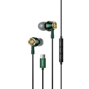 USAMS Stereohovedtelefoner EP-43 i metal med USB-C i mørkegrøn/dark green HSEP4302