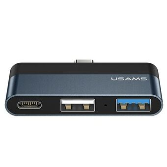 USAMS Adapter HUB USB 2.0 / USB 3.0 / USB-C grå / grå SJ490HUB01 (US-SJ490)