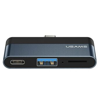 USAMS Adapter HUB USB 3.0 / USB-C / Micro SD grå / grå SJ491HUB01 (US-SJ491)